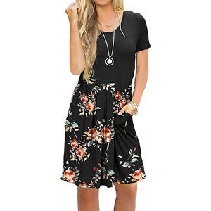 Short sleeve floral dress with pockets